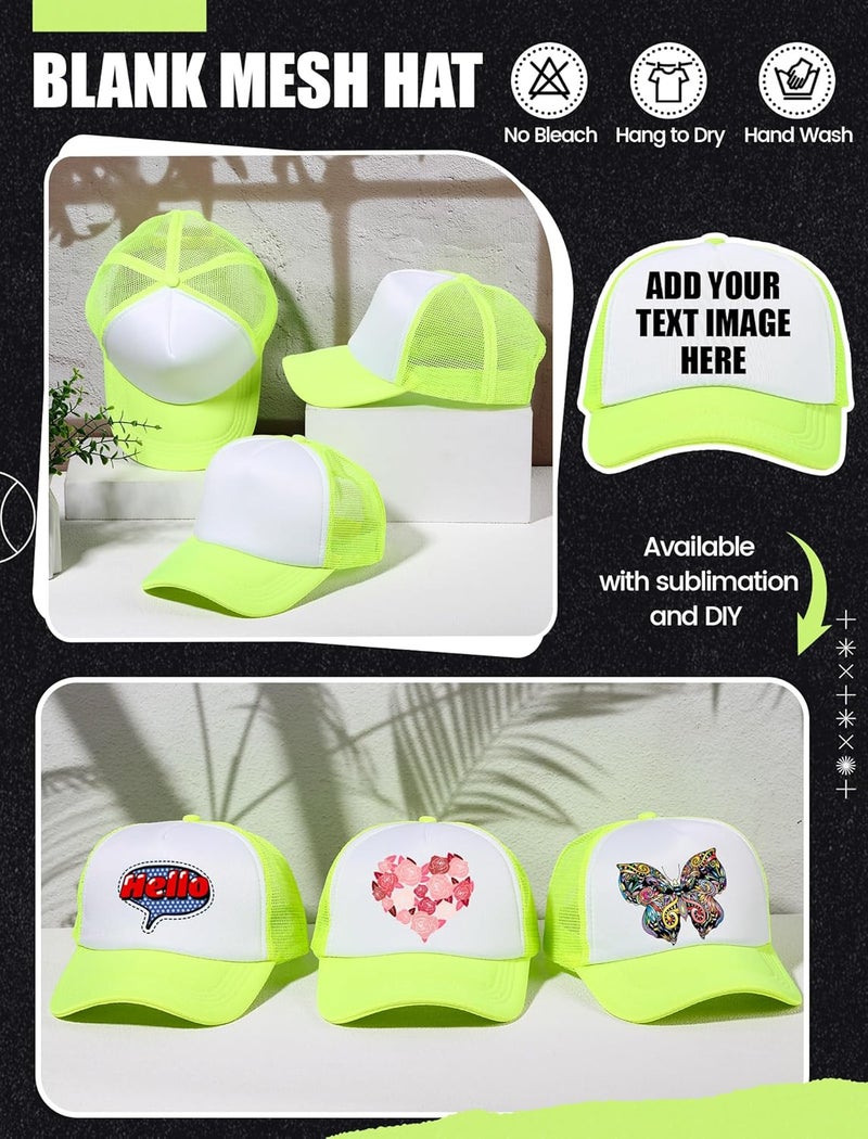 Tarpop 10 Pcs Sublimation Blank Trucker Hats Bulk Mesh Baseball Cap Polyester Mesh Trucker Hat for Men and Women - Image 5